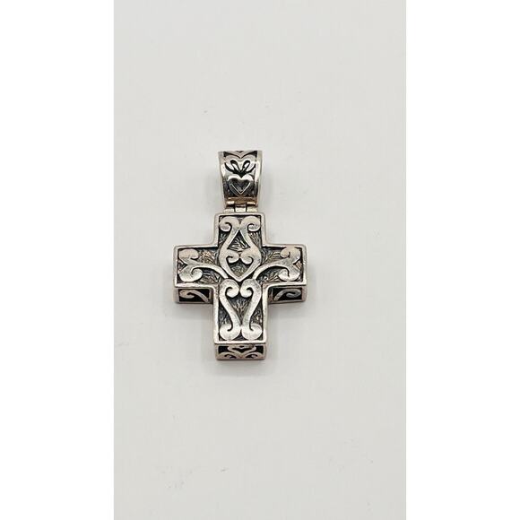 Cross Crucifix Religious Pendant Sterling Silver 925 Rare Vintage Pendant 3D